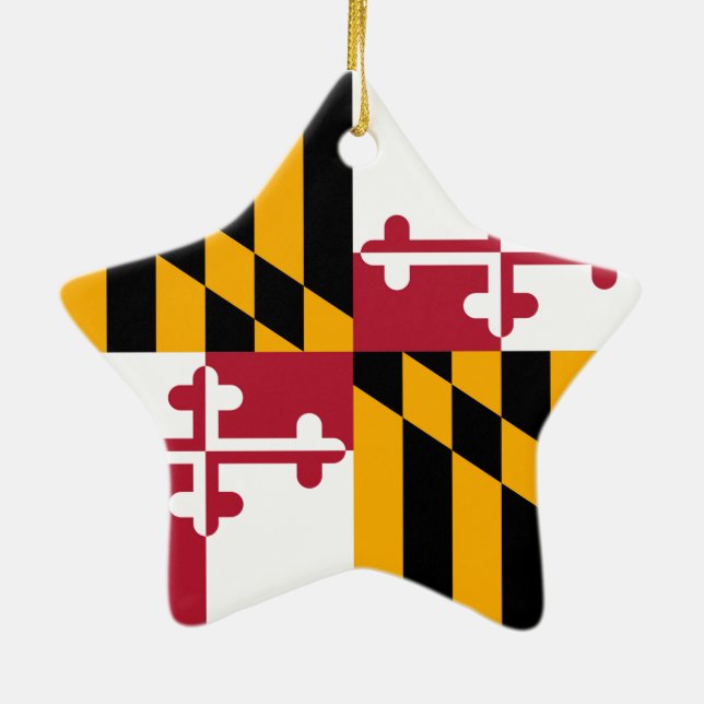 Maryland State Flag Colours Graphic Ceramic Ornament (Back)