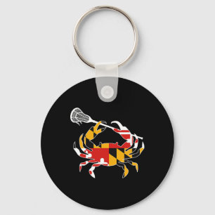 Maryland State Flag Crab Lacrosse Complete Stick B Keychain