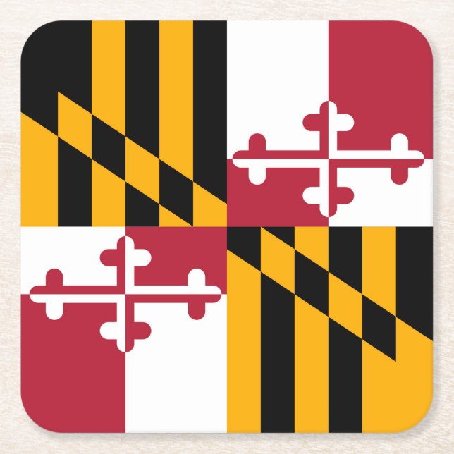 Maryland State Flag Design Accent Square Paper Coaster (Front)