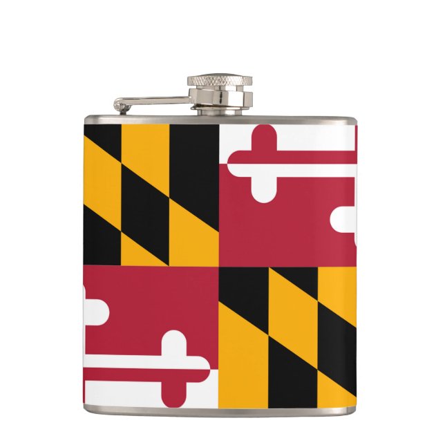 Maryland State Flag Design Display Hip Flask (Front)
