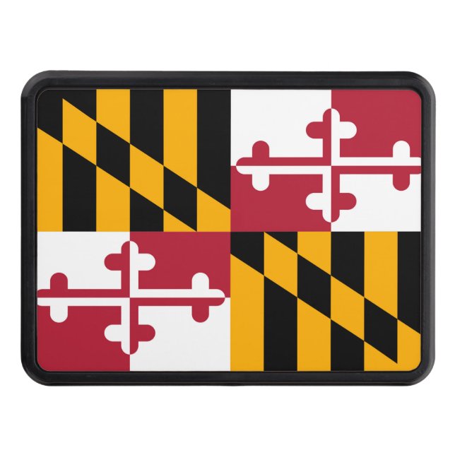 Maryland State Flag Design Display Trailer Hitch Cover (Front)