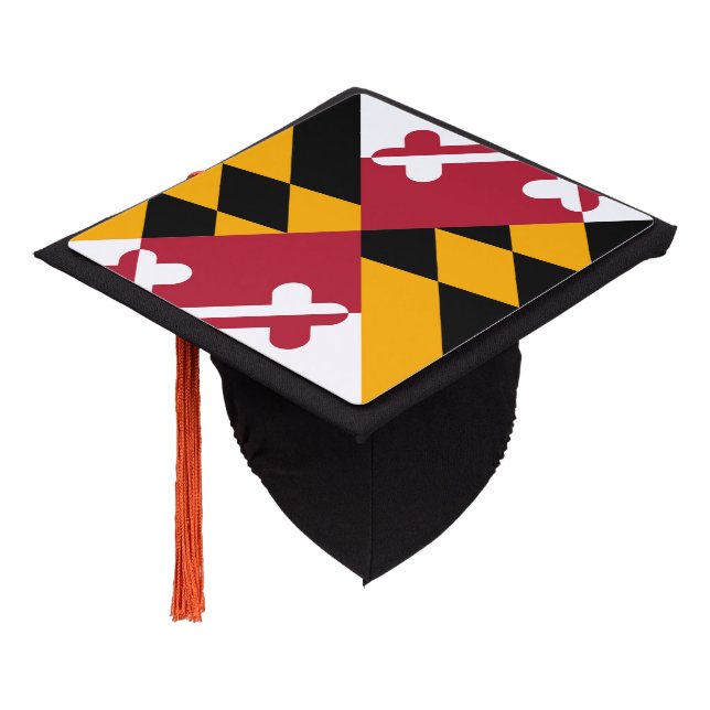Maryland State Flag Design Graduation Cap Topper (Angled)