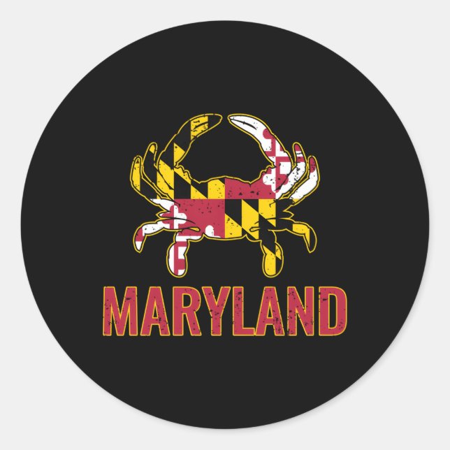 Maryland State Flag Maryland State Blue Crab Flag Classic Round Sticker (Front)
