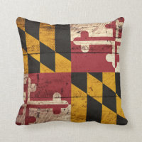 Maryland State Flag on Old Wood Grain