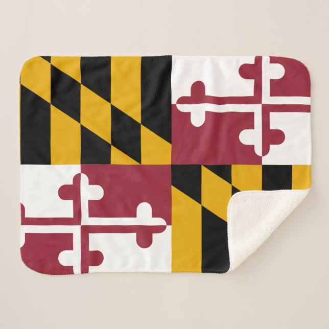 Maryland State Flag Print Patriotic Sherpa Blanket (Front (Horizontal))