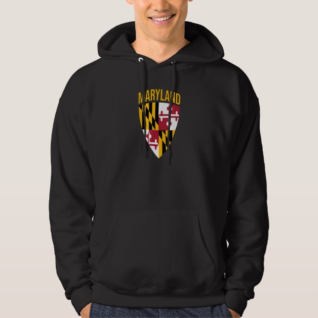 Maryland State Flag Shield Md Baltimore Pride Hoodie (Front)