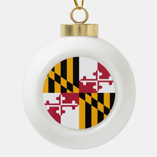 Maryland State Flag Stylish Display Ceramic Ball Christmas Ornament (Front)