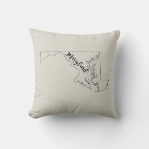 Maryland State Map Throw Pillow