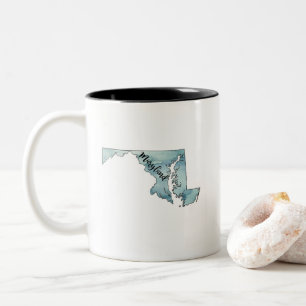 Maryland State Map Watercolor Two-Tone Coffee Mug