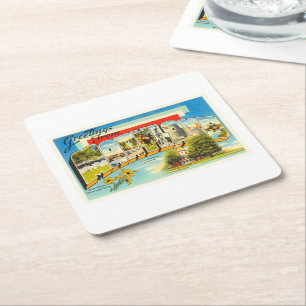 Maryland State MD Old Vintage Travel Postcard- Square Paper Coaster