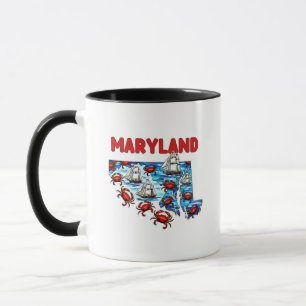Maryland State Outline Tattoo Style Mug