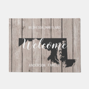 Maryland State Personalized Welcome Wood Look Doormat