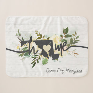Maryland State Personalized Your Home City Rustic Sherpa Blanket