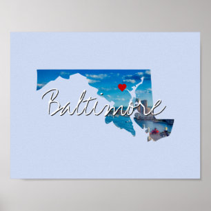 Maryland State Photo insert and town name Poster