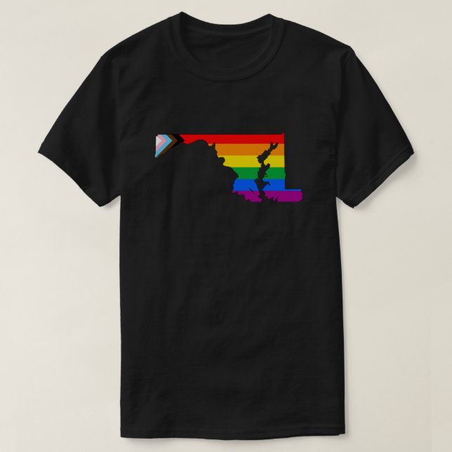 Maryland State Pride LGBTQ Progress Pride T-Shirt (Design Front)