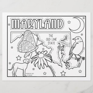 maryland state shape and facts colouring page