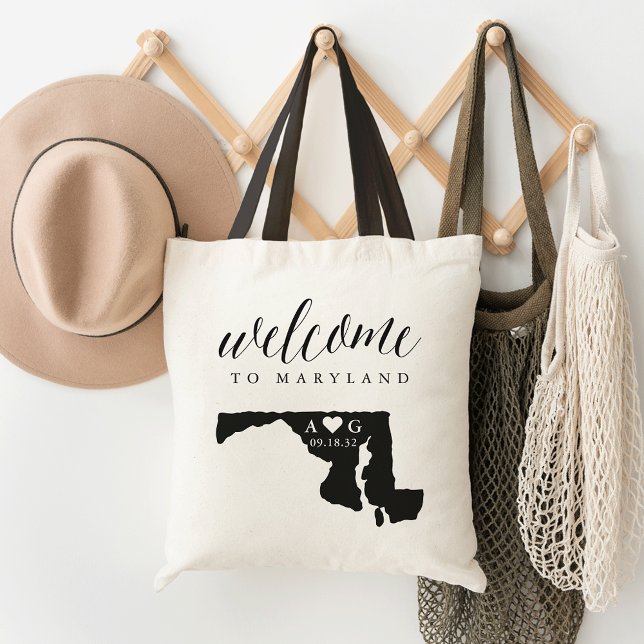 Maryland State Silhouette Wedding Welcome Tote Bag (Creator Uploaded)