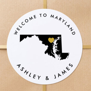 Maryland State Wedding Welcome Sticker Tag