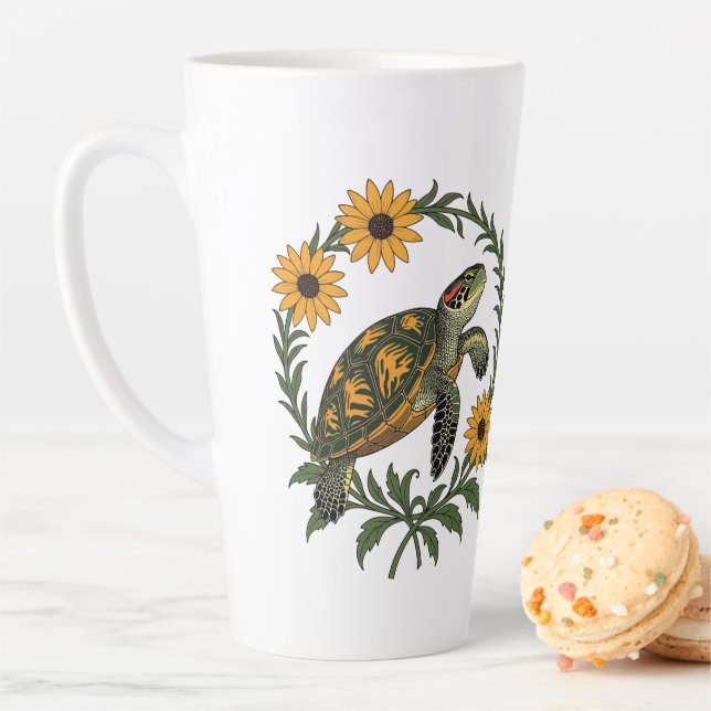 Maryland Terrapin And Black Eyed Susan Flowers Latte Mug (In Situ)