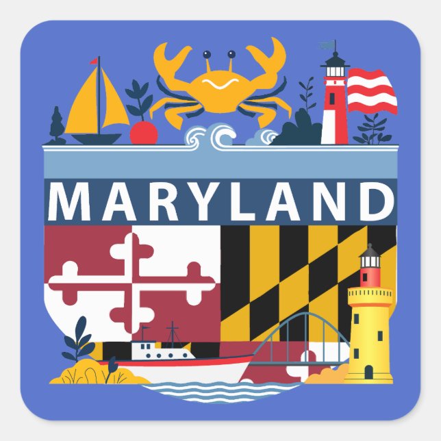 Maryland, United States of America Square Sticker (Front)