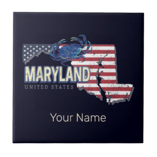 Maryland United States Retro State Map Vintage USA Tile