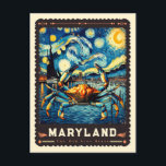 Maryland | Vincent Van Gogh Inspired Postcard<br><div class="desc">Embrace the charm of the Old Line State with the "Maryland | Vincent van Gogh Inspired Postcard." This unique postcard brings to life Maryland's diverse landscapes, from the serene Chesapeake Bay to the bustling streets of Baltimore, all through the passionate and vivid artistry of Vincent van Gogh's impressionism. With its...</div>