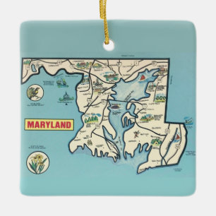 Maryland Vintage Map Ceramic Ornament