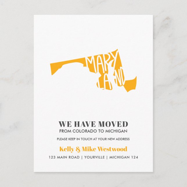 MARYLAND We've moved New address New Home   Postcard (Front)