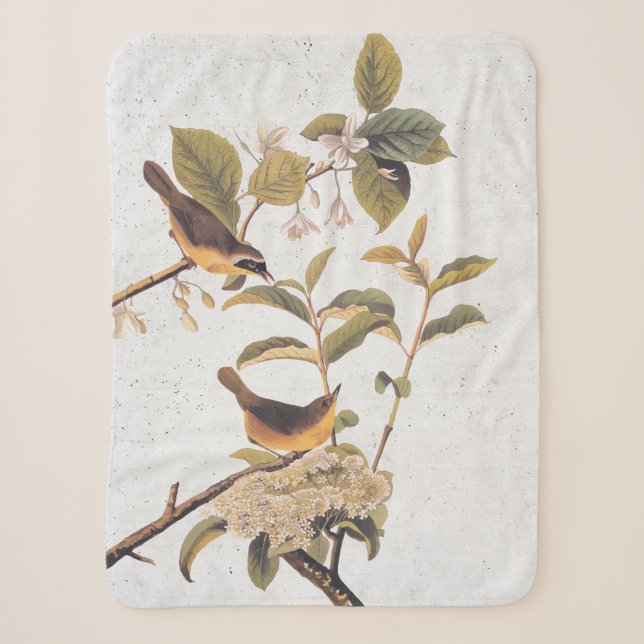 Maryland Yellowthroat Audubon Birds with Flowers Sherpa Blanket (Front)