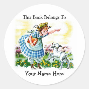 Mary's Lamb Bookplate Sticker