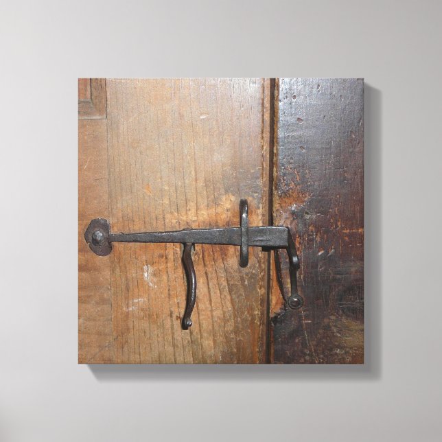 Mary's Schoolhouse Rustic Door Lock - Sudbury MA Canvas Print (Front)
