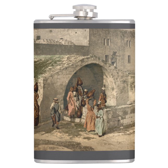 Mary's Well Bible Scene  Hip Flask (Front)