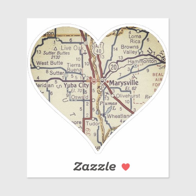 Marysville CA Vintage Map (Sheet)