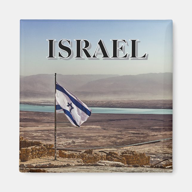Masada View with Israeli Flag Magnet (Front)