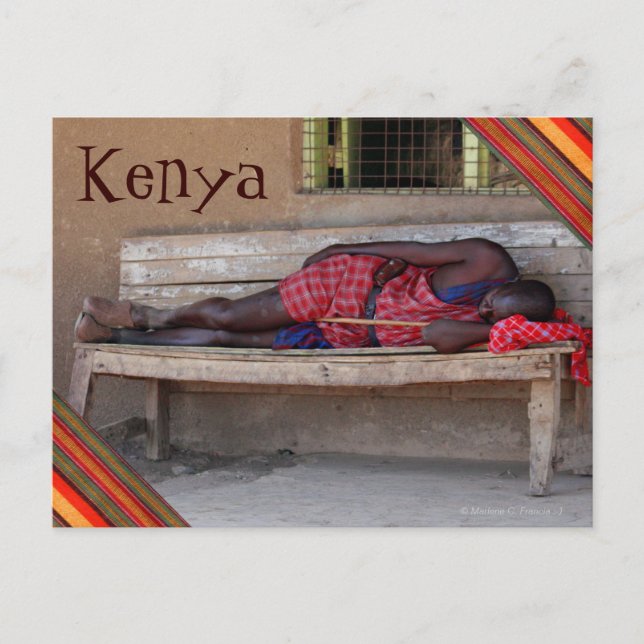 Masai Moran dormant sur la carte postale du Kenya (Devant)