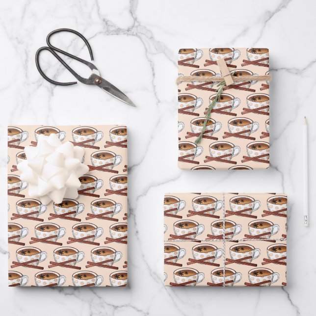 Masala Chai Teacup Indian Spiced Black Tea Cuppa Wrapping Paper Sheet (Front)