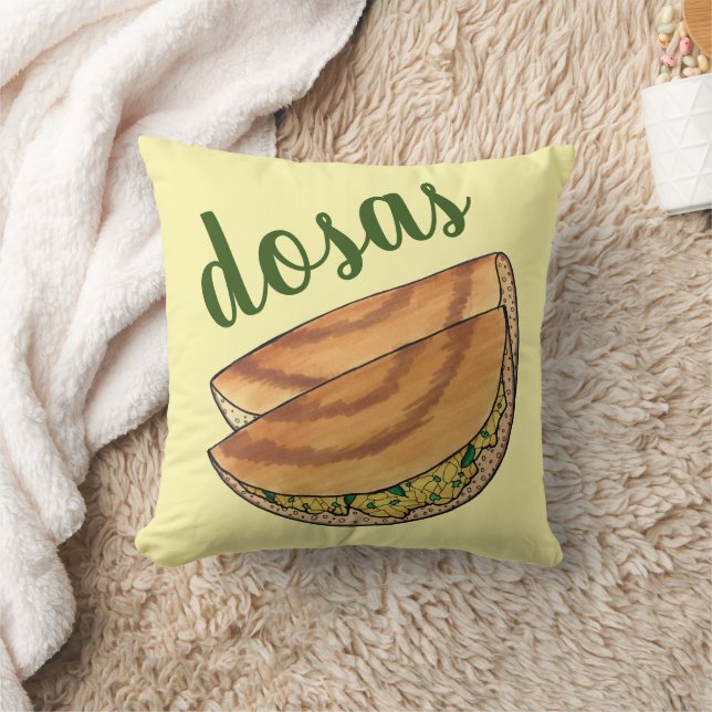 Masala Dosas South Indian Food Cuisine Potato Dosa Throw Pillow (Blanket)