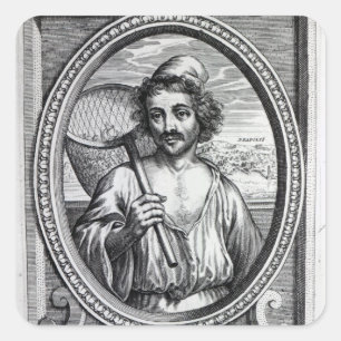 Masaniello, engraved by Petrus de Iode Square Sticker