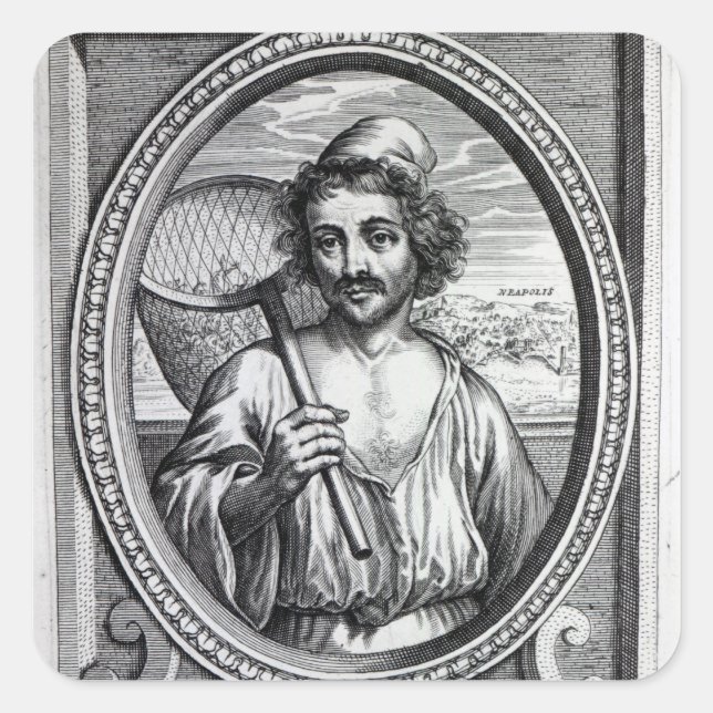 Masaniello, engraved by Petrus de Iode Square Sticker (Front)