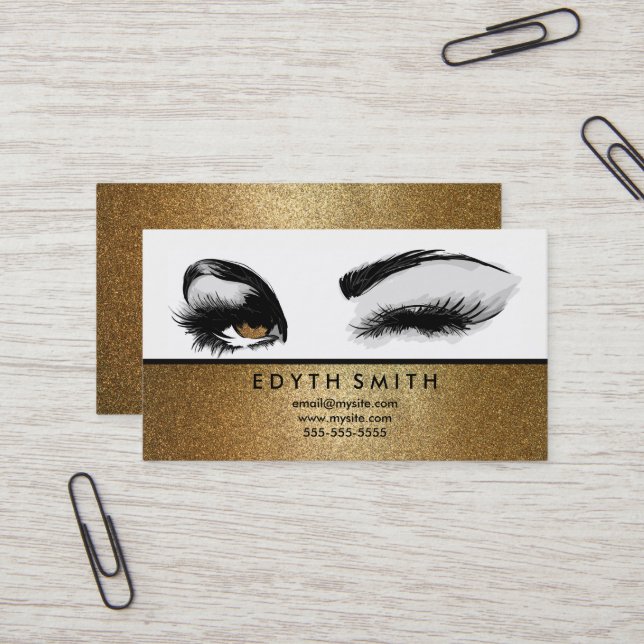 Mascara de parties scintillantes d'or ou carte de (Devant/Arrière en situation)