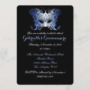 Mascarade bleue Quinceanera Invitations