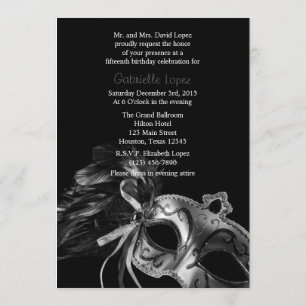 Mascarade d'argent Quinceanera Ball Invitation