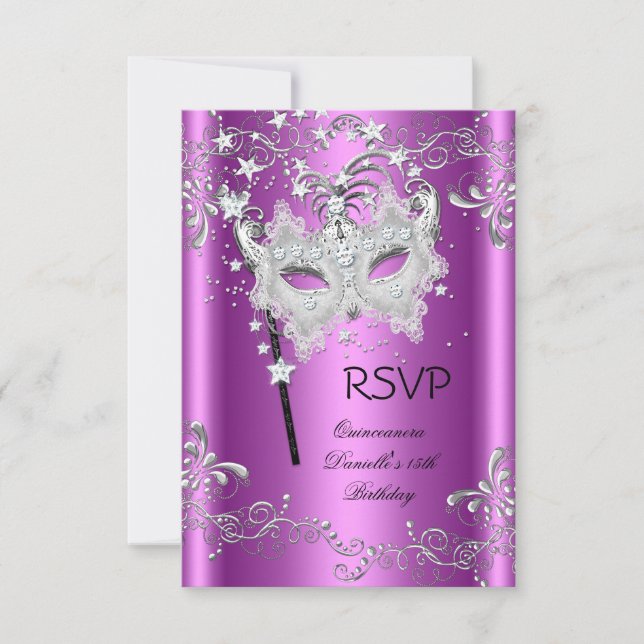 Mascarade du 15ème parti RSVP rose Quinceanera (Devant)