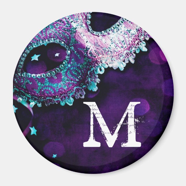 Mascarade Masque Masque Costume Monogramme Aimant  (Devant)