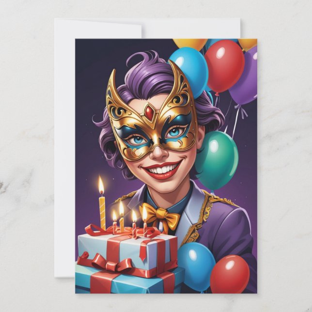 mascarade moderne douce 16 invitations (Devant)