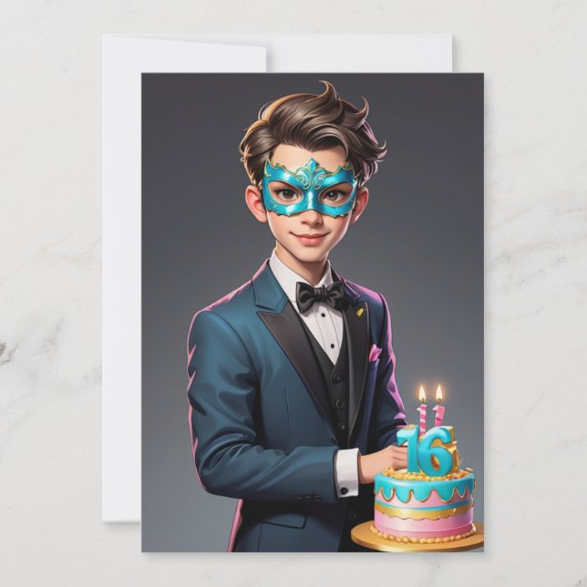 mascarade moderne douce 16 invitations (Devant)