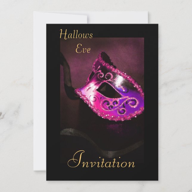 Mascarade rose Halloween Invitation de vacances (Devant)