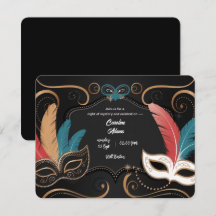 Mascarade sophistiquée Cartes d'Invitation Anniver