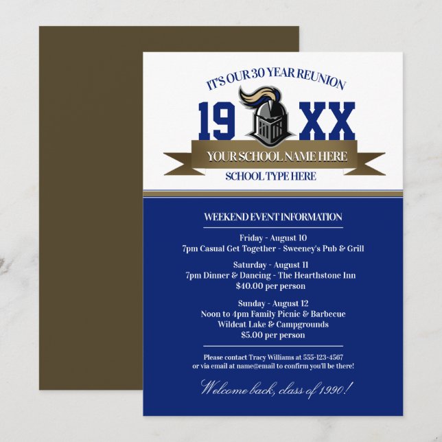 Mascot Banner Class Reunion Invitations (Front/Back)