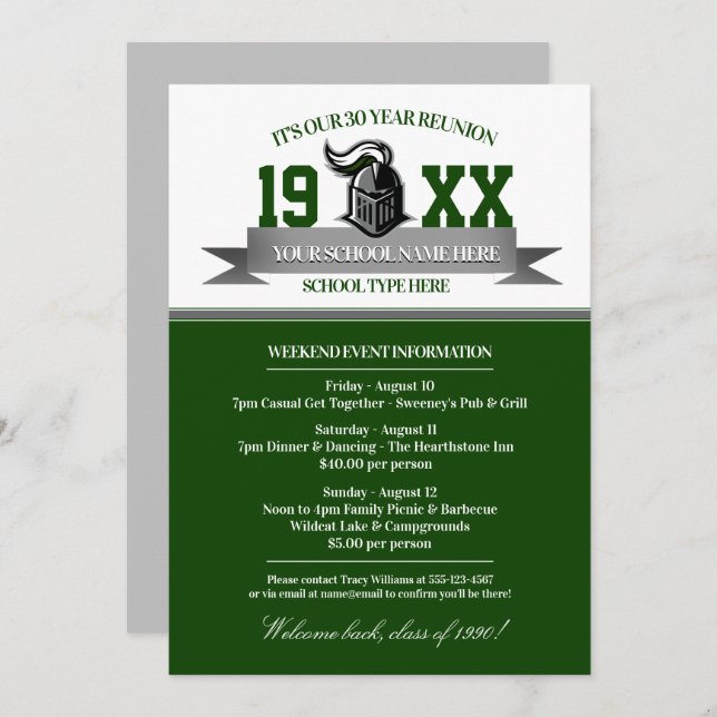 Mascot Banner Class Reunion Invitations (Front/Back)